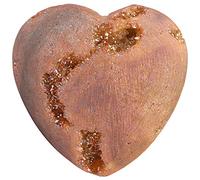 Nupuyai Champagne Agate Geode Heart Palm Worry Stone for Chakra Reiki, Healing Crystal Love Stone for Home Decoration 40mm