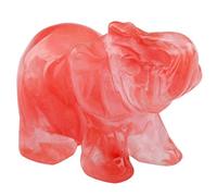 Nupuyai Cherry Quartz Carved Crystal Animal Elephant Statue Figurine, Good Luck Gift Energy Healing Mini Crystal Ornament for Home Office Decor
