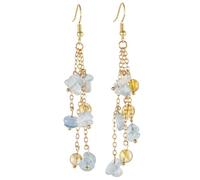 Nupuyai Citrine & Aquamarine Crystal Stone Long Drop Earrings for Women