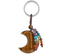Nupuyai Crescent Moon Tiger's Eye Crystal Chakra Beads Keychain