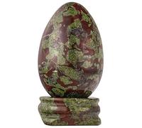 Nupuyai Crystal Egg with Stand for Home Decoration,Carved Polished Stone for Reiki Chakra Healing Dragon Blood Stone
