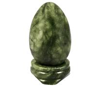 Nupuyai Crystal Egg with Stand for Home Decoration,Carved Polished Stone for Reiki Chakra Healing Green Jade