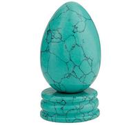 Nupuyai Crystal Egg with Stand for Home Decoration,Carved Polished Stone for Reiki Chakra Healing Green Howlite Turquoise