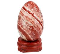 Nupuyai Crystal Egg with Stand for Home Decoration,Carved Polished Stone for Reiki Chakra Healing Red Jasper