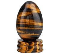 Nupuyai Crystal Egg with Stand for Home Decoration,Carved Polished Stone for Reiki Chakra Healing Tiger's Eye