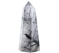 Nupuyai Crystal Point Wand for Chakra Reiki Healing,Prism Tumbled Stone for Home Decoration Black Rutilated Quartz