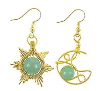 Nupuyai Crystal Stone Moon Star Drop Earrings for Women | Wire Wrap Beaded Dangle Earrings, Handmade Asymmetrical Healing Crystal Jewelry, Ideal for Party, Wedding & Vacation