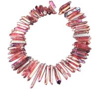 Nupuyai Dark Purple Titanium Coated Irregular Rock Crystal Points for DIY Jewellery Making, Polished Sticks Aura Crystal Quartz Spike Stone Beads