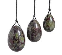 Nupuyai Dragon Blood Stone Crystal Stone Yoni Eggs Set of 3, Drilled Massage Stone for Women Kegal Exercise Eggs Strengthen Pelvic Floor Muscles