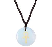Nupuyai Egyptian Ankh Cross Opalite Round Stone Pendant Necklace Women
