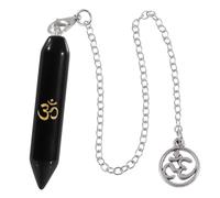 Nupuyai Engraved Crown Chakra Green Aventurine Crystal Point Pendulum for Divination Scrying, Double Terminated Polished Crystal Stone Pendulum with Crown Chakra Chain