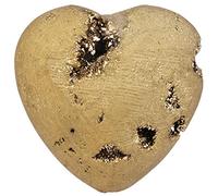 Nupuyai Gold Agate Geode Heart Palm Worry Stone for Chakra Reiki, Healing Crystal Love Stone for Home Decoration 40mm