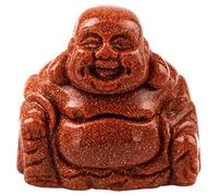 Nupuyai Gold Sand Stone Crystal Stone Laughing Buddha Figurine Home Decor