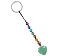 Nupuyai Green Aventurine Crystal Stone Keychain Ladies, 7 Chakra Heart Stone Keyring Mini Heart Hand Charm Bag Charm Keyring for Women