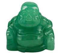 Nupuyai Green Aventurine Healing Crystal Lucky Buddha Statue, Pocket Stone Laughing Happy Buddha Figure Ornament for Home Office