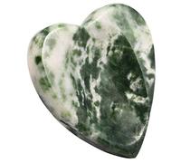 Nupuyai Green Dalmation Crystal Heart Thumb Worry Stone for Therapy