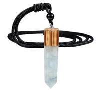 Nupuyai Healing Crystal Point Pendant Necklace for Women Men | Hexagonal Crystal Stone Point, Energy Spiral Symbol, Resin Crystal Necklace, 60cm Adjustable Cord, Reiki Chakra Jewelry Gift