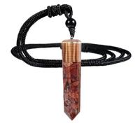 Nupuyai Healing Crystal Point Pendant Necklace for Women Men | Hexagonal Crystal Stone Point, Energy Spiral Symbol, Resin Crystal Necklace, 60cm Adjustable Cord, Reiki Chakra Jewelry Gift