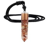 Nupuyai Healing Crystal Point Pendant Necklace for Women Men | Hexagonal Crystal Stone Point, Energy Spiral Symbol, Resin Crystal Necklace, 60cm Adjustable Cord, Reiki Chakra Jewelry Gift