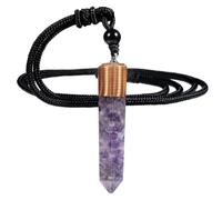 Nupuyai Healing Crystal Point Pendant Necklace for Women Men | Hexagonal Crystal Stone Point, Energy Spiral Symbol, Resin Crystal Necklace, 60cm Adjustable Cord, Reiki Chakra Jewelry Gift