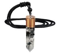 Nupuyai Healing Crystal Point Pendant Necklace for Women Men | Hexagonal Crystal Stone Point, Energy Spiral Symbol, Resin Crystal Necklace, 60cm Adjustable Cord, Reiki Chakra Jewelry Gift