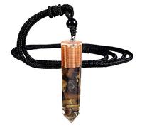 Nupuyai Healing Crystal Point Pendant Necklace for Women Men | Hexagonal Crystal Stone Point, Energy Spiral Symbol, Resin Crystal Necklace, 60cm Adjustable Cord, Reiki Chakra Jewelry Gift