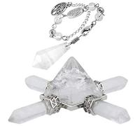 Nupuyai Healing Rock Crystal Kit, Energy Pyramid with 4 Stone Point Wand Dowsing Pendulum Collection Set Reiki Figurine Decor