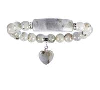 Nupuyai Heart Charm Labradorite Healing Crystal Stone Bracelet for Women
