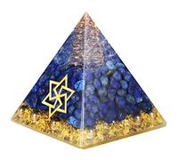 Nupuyai Lapis Lazuli Chakra Healing Crystal Pyramid for Protection, Copper Star of David Reiki Energy Figurine for Meditation Stress Relief