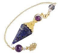 Nupuyai Lapis Lazuli Healing Crystal Point Dowsing Pendulum for Divination