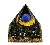 Nupuyai Lapis Lazuli Sphere Lotus Flower Chakra Healing Crystal Pyramid with Gift Box, Energy Stone Spiritual Ornament Quartz Point Reiki Energy Figurine for Protection