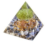 Nupuyai Lapis Lazuli Tree of Life Crystal Pyramid, Spiritual Ornament Quartz Point Spiral Reiki Healing Figurine for Protection with Gift Box