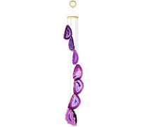 Nupuyai Large Purple Agate Slices Wind Chimes for Garden Home Decor, Crystal Stone Hanging Ornament Wind Bell for Outdoor Indoor 82cm