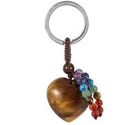 Nupuyai Love Heart Crystal Keychain for Women, 7 Chakra Gemstone Key Ring