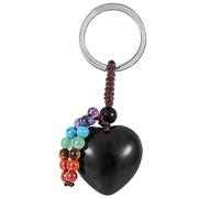 Nupuyai Love Heart Obsidian Crystal Chakra Beads Keychain for Women