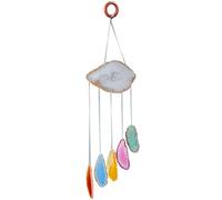 Nupuyai Multicolour Agate Slices Wind Chimes for Garden Home Decor, Crystal Stone Hanging Ornament Wind Bell for Outdoor Indoor 54cm