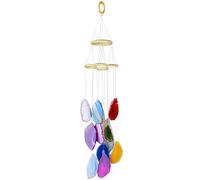 Nupuyai Multicolour Agate Slices Wind Chimes for Garden Home Decor, Crystal Stone Hanging Ornament Wind Bell for Outdoor Indoor 58cm