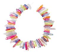 Nupuyai Multicolour Titanium Coated Irregular Rock Crystal Points for DIY Jewellery Making, Polished Sticks Aura Crystal Quartz Spike Stone Beads
