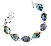Nupuyai Natural Abalone Shell Bracelet for Women Men, Adjustable Link Bangle Bracelet for Unisex, Teardrop Shape