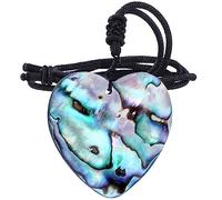 Nupuyai Natural Abalone Shell Pendant Necklace for Women, Colourful Shell Pendant with Adjustable Cord 18"-25" Heart Shape