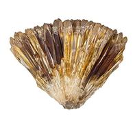 Nupuyai Natural Amber Calcite Crystal Cluster, Raw Druzy Geode 100-150g