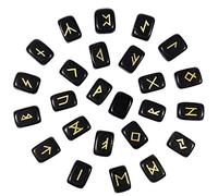 Nupuyai Natural Black Obsidian Rune Stones Set for Divination Healing