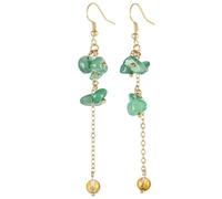 Nupuyai Natural Crystal Hook Dangle Earring for Women, Handmade Chip Stone Earrings, 3.26" -3.38", Green Aventurine, green aventurine stone