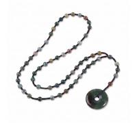 Nupuyai Natural Crystal Stone Beaded Rosary Necklace with Lucky Coin Charm | Hand Knotted Cord, Peace Buckle Pendant, 5-Decade Rosary Beads Neckla[ce for Men Women, Catholic Christian Religious Jewelry
