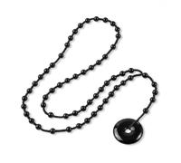 Nupuyai Natural Crystal Stone Beaded Rosary Necklace with Lucky Coin Charm | Hand Knotted Cord, Peace Buckle Pendant, 5-Decade Rosary Beads Neckla[ce for Men Women, Catholic Christian Religious Jewelry