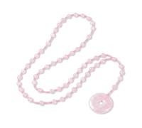 Nupuyai Natural Crystal Stone Beaded Rosary Necklace with Lucky Coin Charm | Hand Knotted Cord, Peace Buckle Pendant, 5-Decade Rosary Beads Neckla[ce for Men Women, Catholic Christian Religious Jewelry