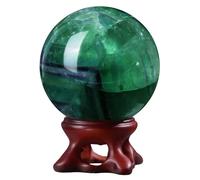 Nupuyai Natural Fluorite Crystal Ball with Stand, Feng Shui Crystal Stone Sphere Figurine Home Office Decor Meditation Crystal Ball, 41-50mm