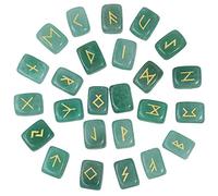 Nupuyai Natural Green Aventurine Rune Stones Set for Divination Healing
