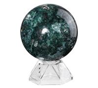 Nupuyai Natural Ocean Jasper Crystal Ball with Acrylic Stand, 50-60mm