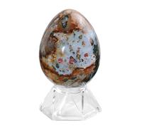 Nupuyai Natural Ocean Jasper Crystal Egg with Acrylic Stand, 100-200g